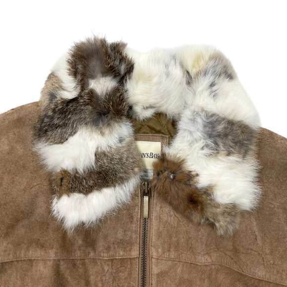 NEW St. John's Bay Suede Leather Fur Trim Zip Cuff Moto Bomber Jacket Women's M - Picture 2 of 14